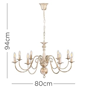 Large Retro Style 8 Way Ceiling Light Chandelier Fitting in a Distressed Effect Finish