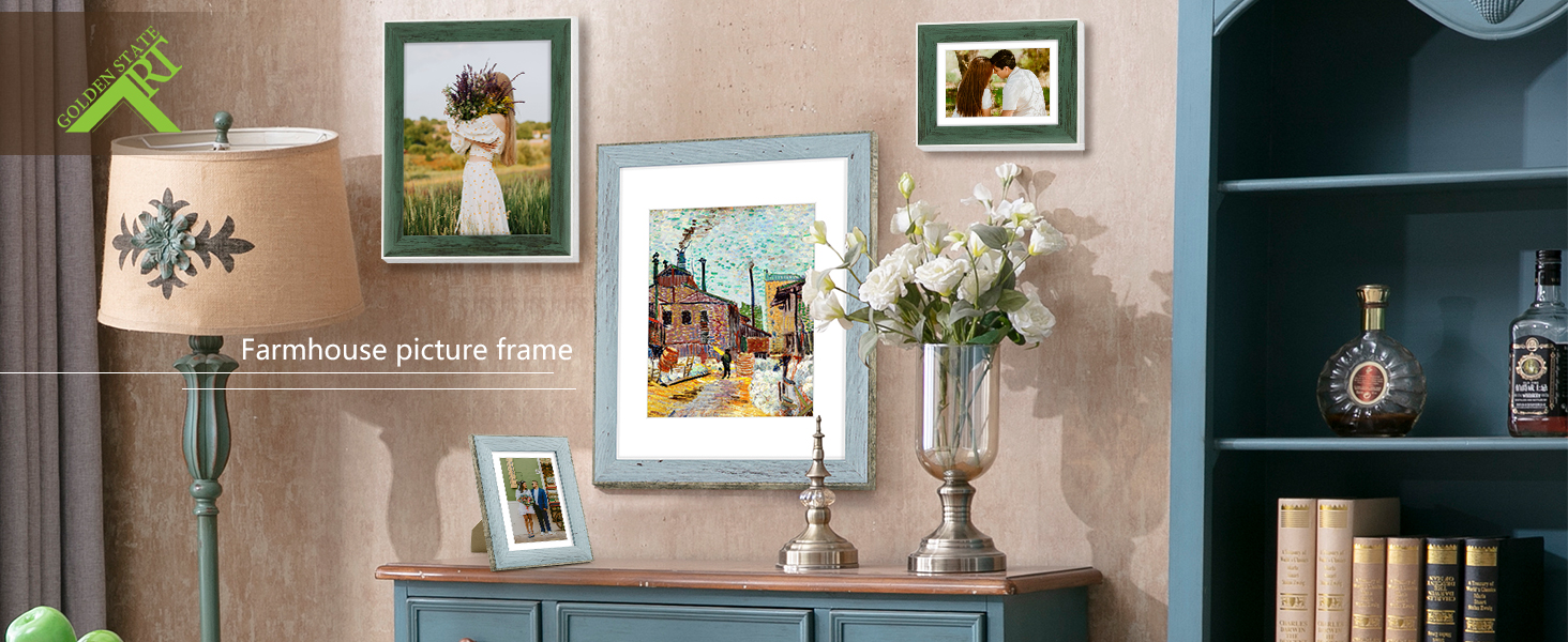 Golden State Art,11x14 Picture Frame Blue and Grey