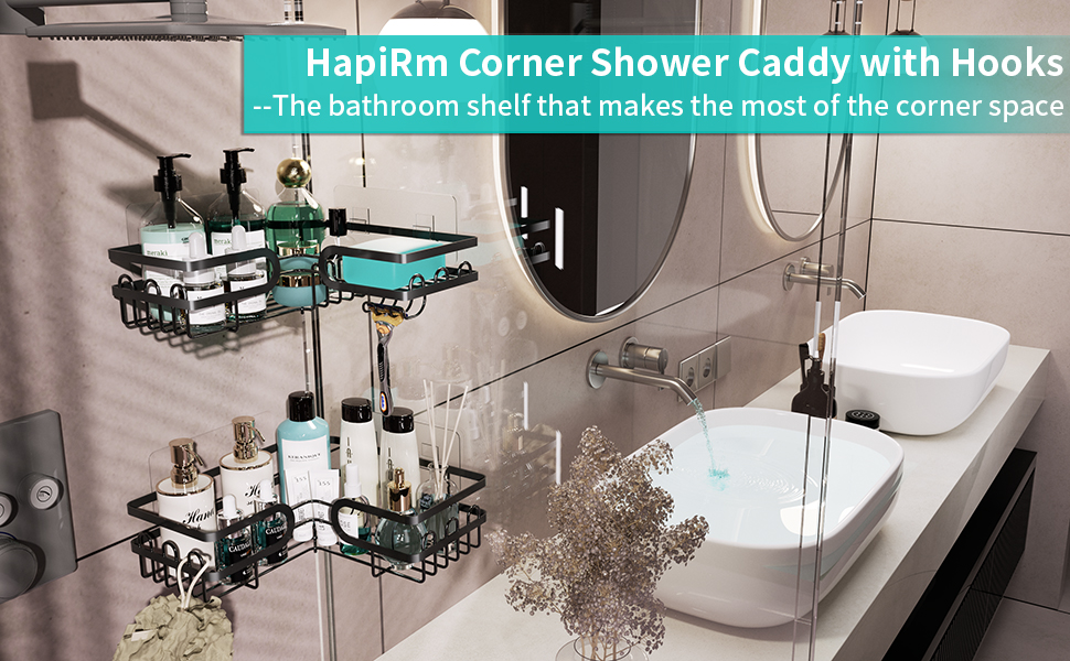 HapiRm Corner Shower Caddy, Shower Caddy Wall Mounted with Soap and