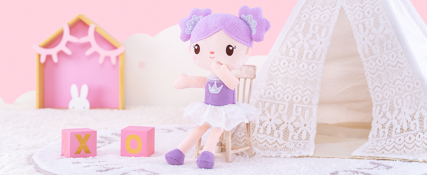  Gloveleya Toddler Backpack Kids Backpack with Candy Purple Doll 9"