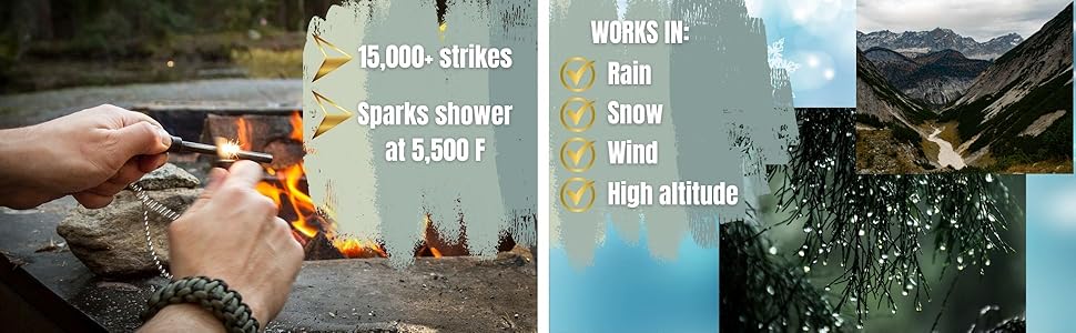 weather resistant flint and strike firestarters