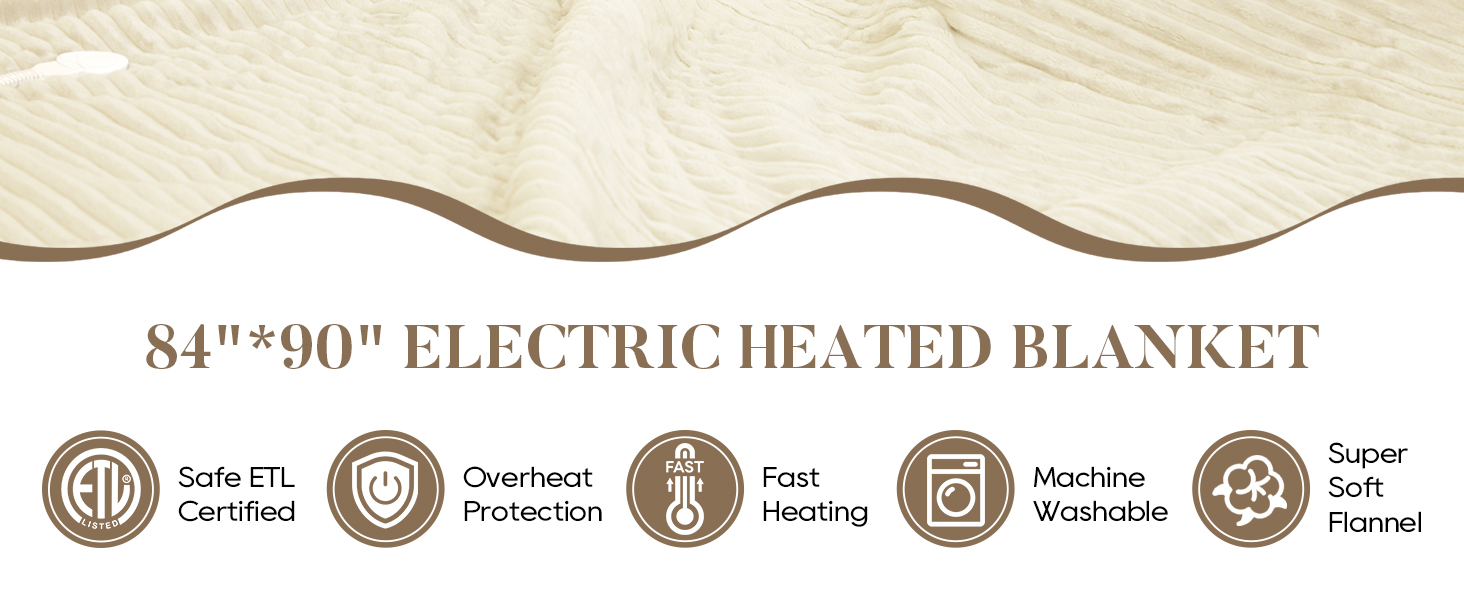 Electric Blanket Heated Throw 84" x 90"