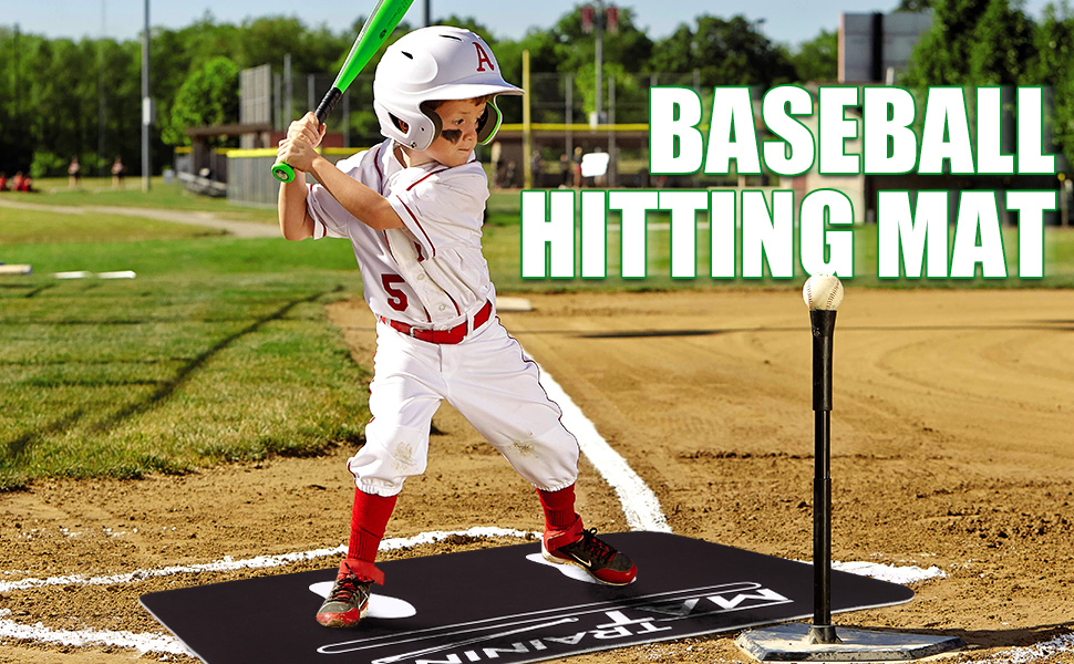 TOBWOLF 63x98cm / 25x38.6in Baseball Hitting Mat with Toes
