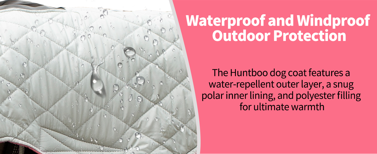 Huntboo Dog Coat, Waterproof Dog Coat, Medium Dog Coat, Dog Coats for