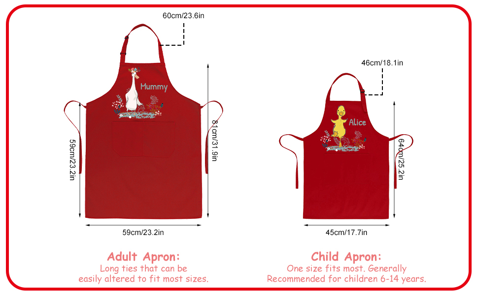 Atdesk Personalised Matching Apron Set, Parent and Child