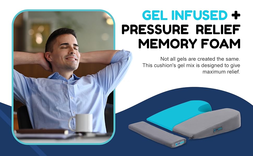 ComfiLumba Car Seat Cushion Gel Infused Memory Foam Wedge Car Seat Cushions for