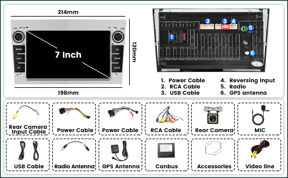 Hikity Autoradio 2 Din Android per Opel Corsa Astra Antara Vectra Meriva Vivaro 7 Pollici