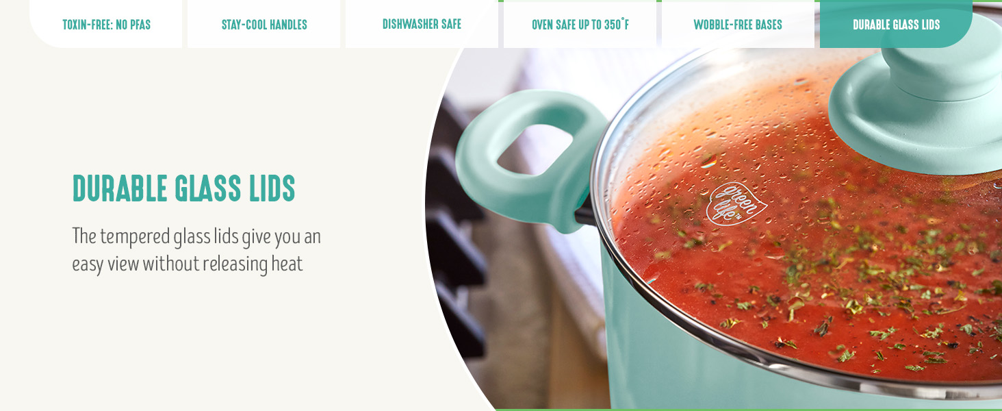 GreenLife, Ceramic Nonstick, PFAS-Free, Non-Toxic, Cookware, Frypans, Soft Grip