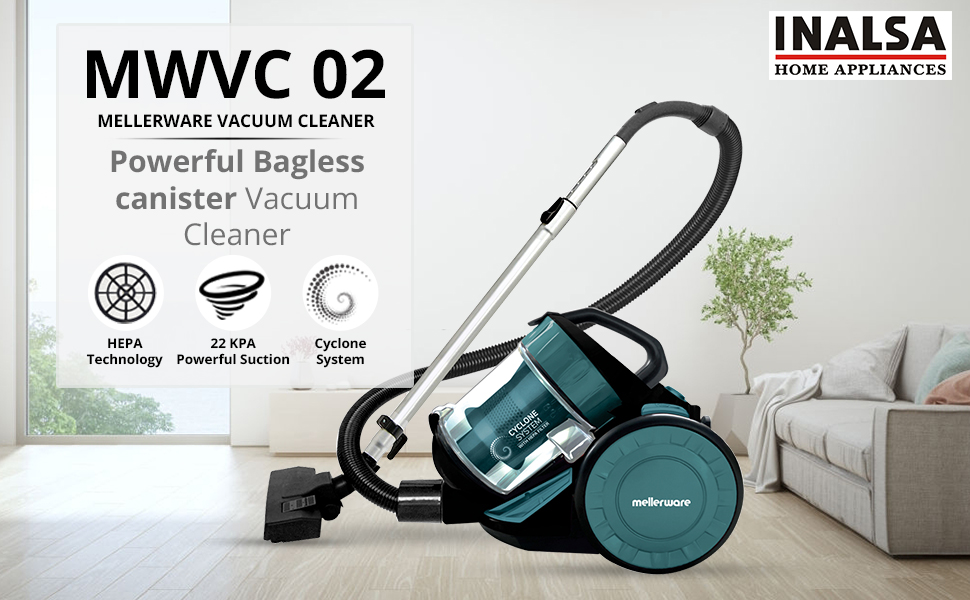 INALSA MELLERWARE Vacuum Cleaner 1400 Watt Bagless Cylinder Vacuum