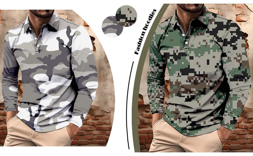 Amazon.com: xoxingysm Mens Camo Print Polo Shirts 2024 Fall