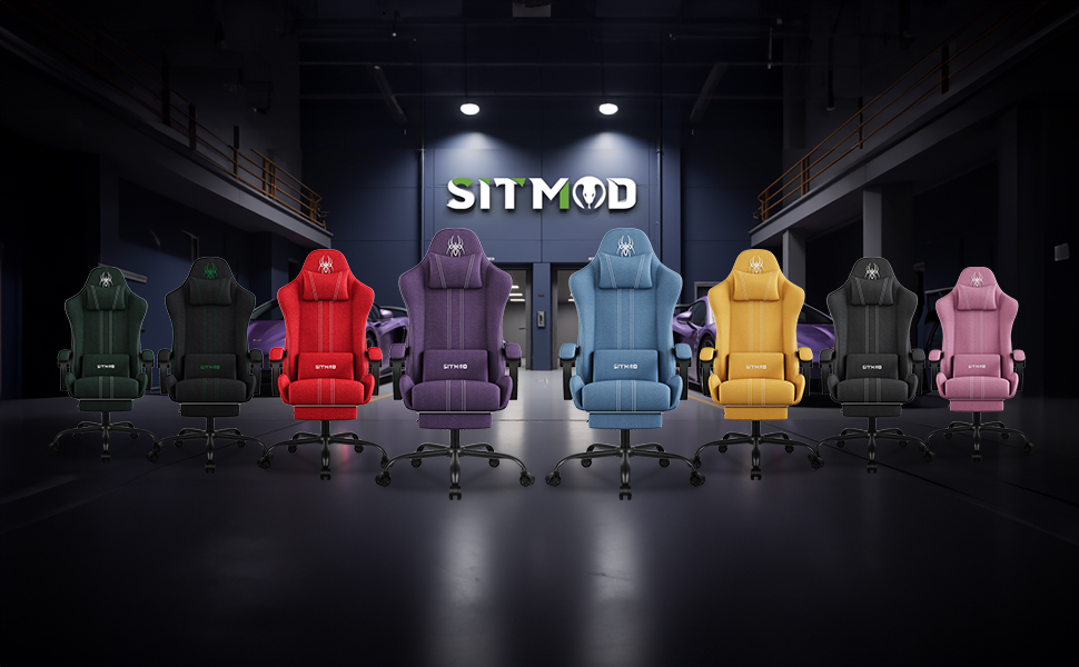 P54 Fabric Gaming Chair with Footrest