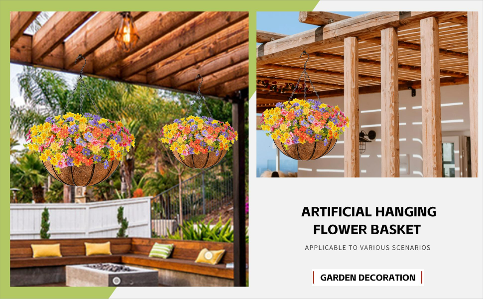 Artificial Hanging Baskets with Flowers 140 Flower Heads