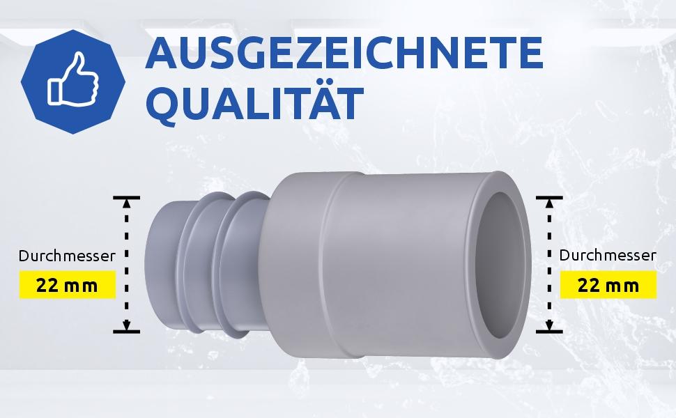 VIOKS Washing Machine Drain Adapter Rubber End Piece Diameter 22 mm for