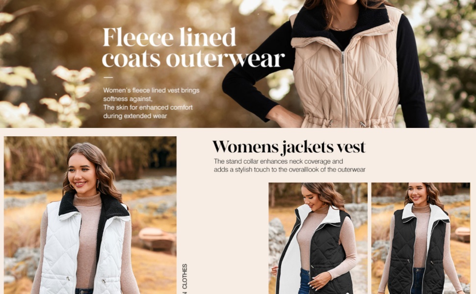 Womens 2024 Winter Vests Sleeveless Fleece Jacket