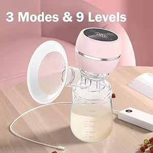 Electric Breast Pump for Breastfeeding – BPA-Free, Painless Breast Massage, 3 Modes & 9 Levels with Strong Suction for Feeding Mothers (PINK(MEDIUM))