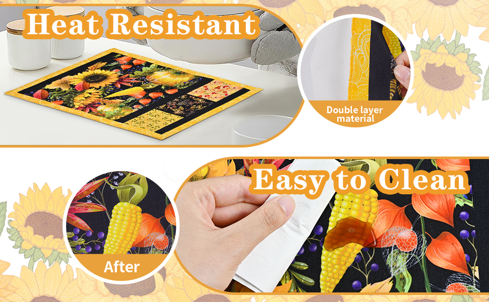 FRAMICS Fall Placemats Set of 4, Thanksgiving Fall Maple