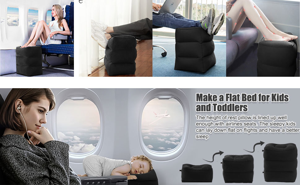 HOMCA Adjustable Inflatable Foot Rest Pillow Fast Inflating Leg Rest