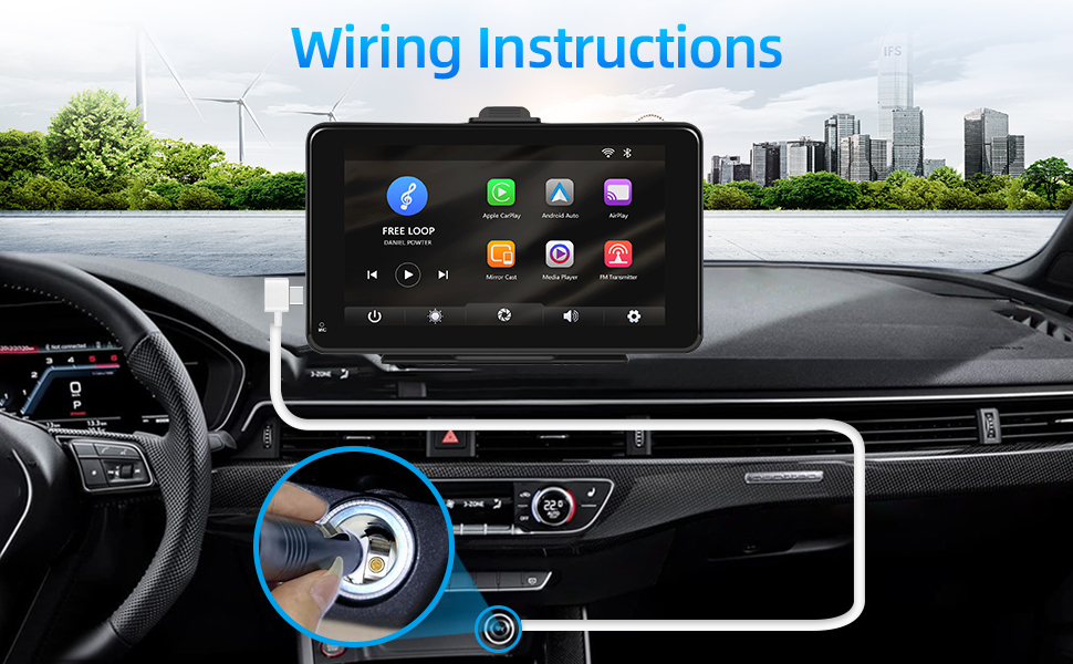 Podofo Portable Car Stereo with Wireless Carplay & Android