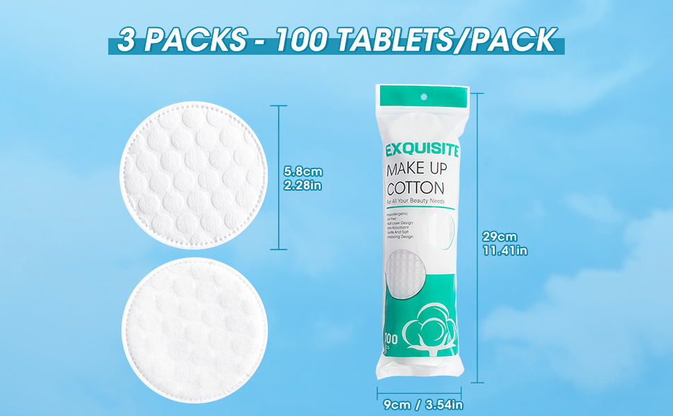 krofaue 300PCS Round Cotton Pads for Face LintFree Cotton