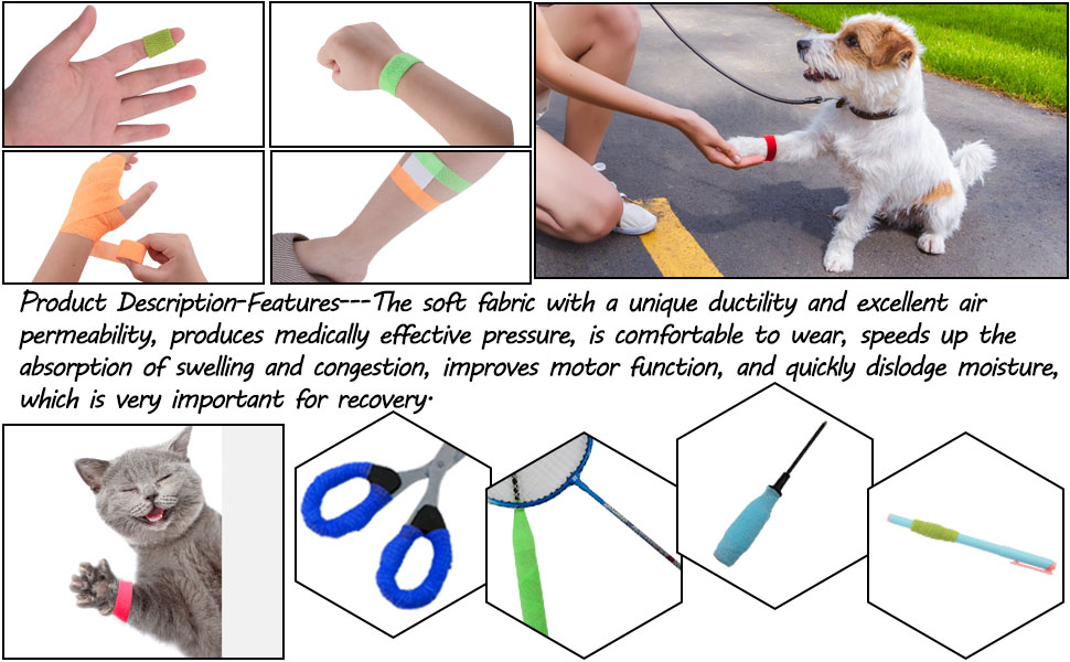 the self adhesive wrap are ideal for sport tape, wrist wraps, ankle bandage and increase friction