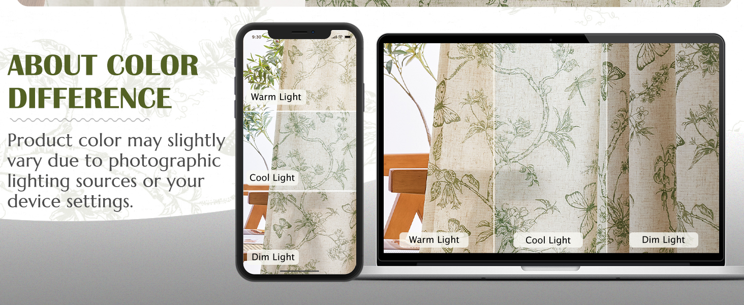 green floral curtains