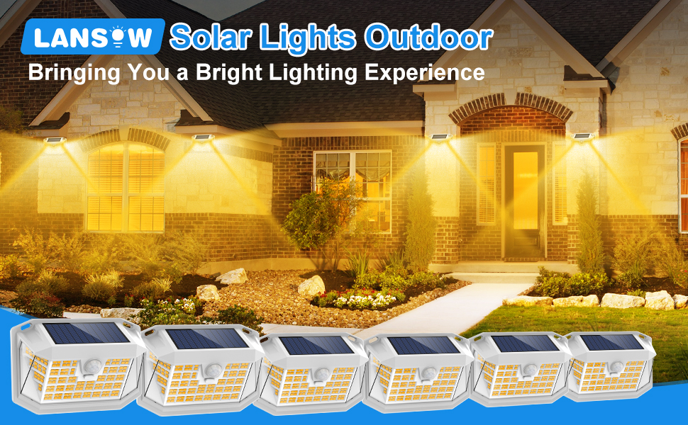 Solar Motion Sensor Lights Outdoor Warm White 6 Pack White