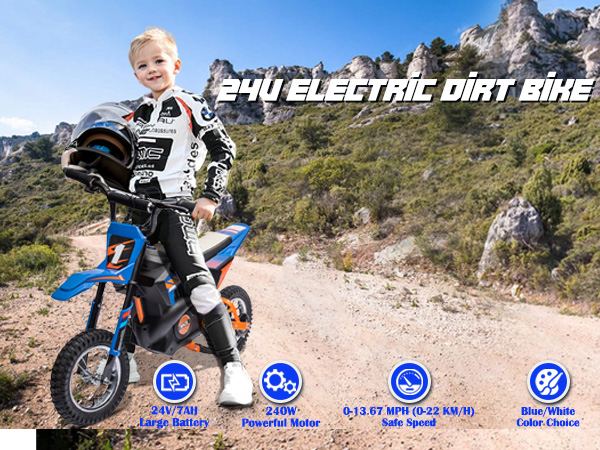 Amazon.com: 24V 7AH Kids Ride on Dirt Bike, 250W Strong