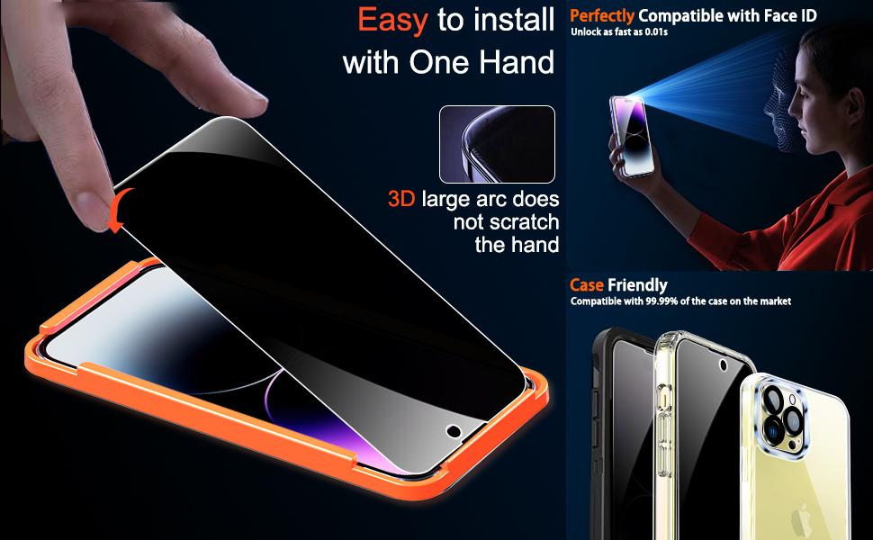 Milomdoi [3+3 Pack] for Apple iPhone 14 Pro Privacy Screen Protector