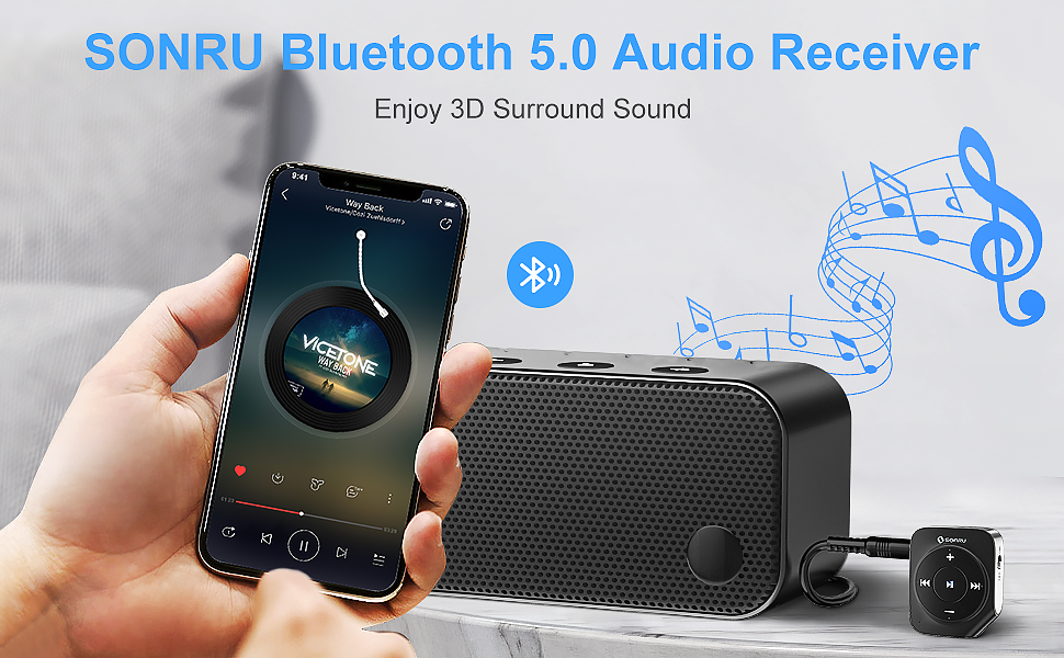 SONRU Aux Bluetooth Receiver, Car Bluetooth Aux Adapter Noise