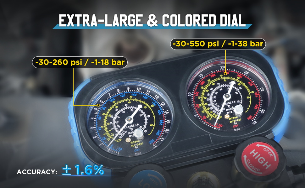 AC Gauges Kit Auto AC Manifold Gauge Set for R134A R1234YF