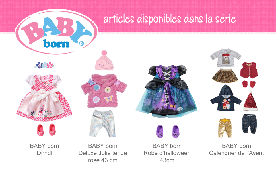 BABY Born Pink Jacket Set 833834 - Pink Fluffy Jacket With Matching Leggings And Hat For 43 Cm Dolls - Doll Not Included - Suitable For Ages 3+ And Above - 43 Cm