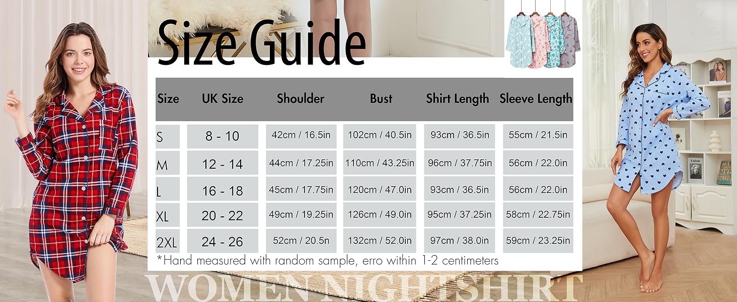 CHUNG Women Nightshirt Long Sleeve Button Up Ladies Checked Sleep Shirt Plaid Nightdress Tartan Pyjamas Flannel Cotton 17 long sleeve nightshirt thigh length women wife girlfriend mother aunt sister daughter