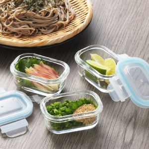 Amazon｜ヨシカワ ガラス保存容器 120ml 3PCS ミニ角型 クリア 4点
