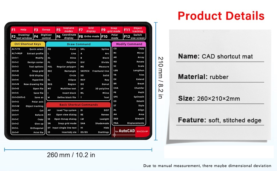 Amazon.com: excovip Keyboard Shortcuts Reference Guide Mousepad ...
