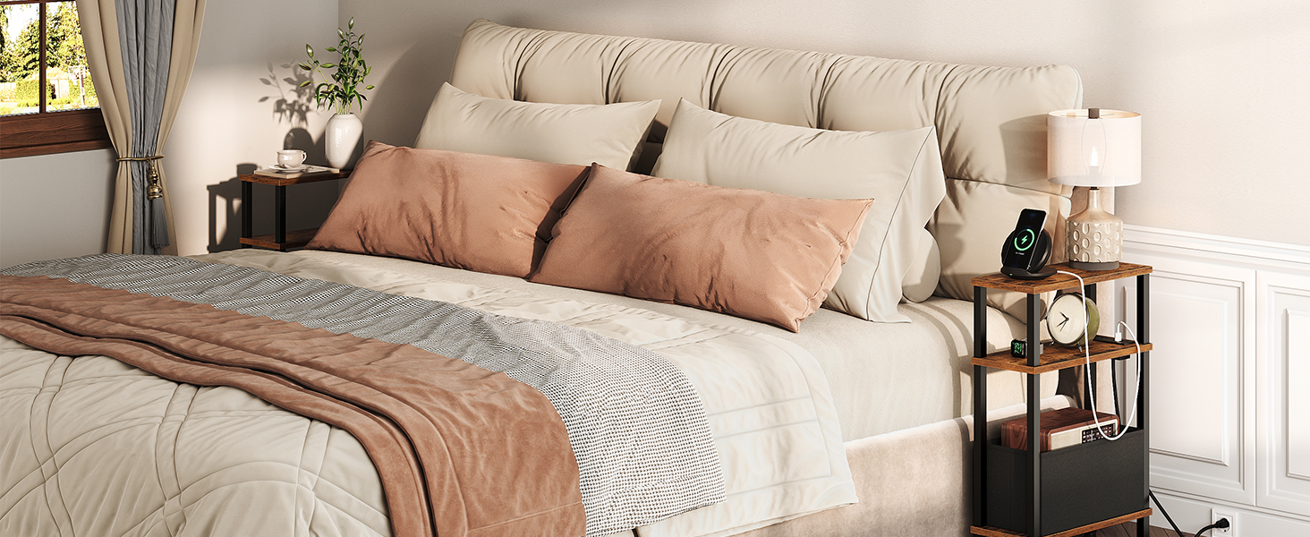 CHOEZON Narrow Side Table, Small End Table with Charging