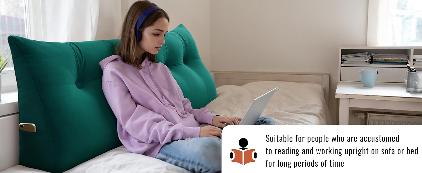 YXCSELL Wedge Headboard Large Bolster Pillow Reading Pillows for Sitting in Bed Adult