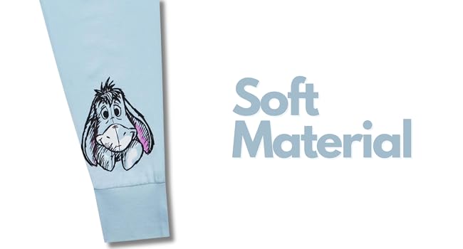 Disney Ladies Eeyore Long Pyjama Set White Blue 13 Soft Material