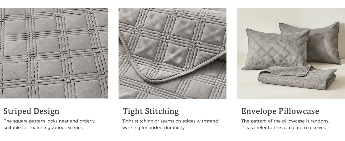 inron Twin Quilt Bedding Set,Soft Ultrasonic Twin Quilt Set