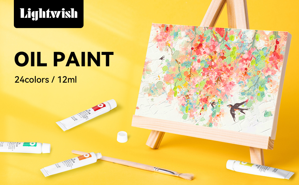 LIGHTWISH Oil Paint Set,24 x 12ml Colors, Richly Pigmented Oil Paints