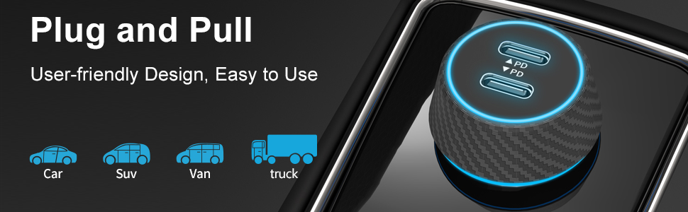 easy to plug and pull, meagoes usb c car charger adapter