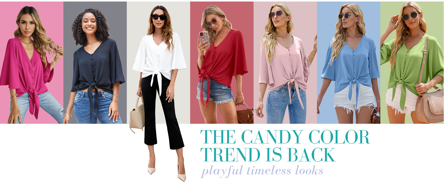 luvamia tie front dressy blouse top for women