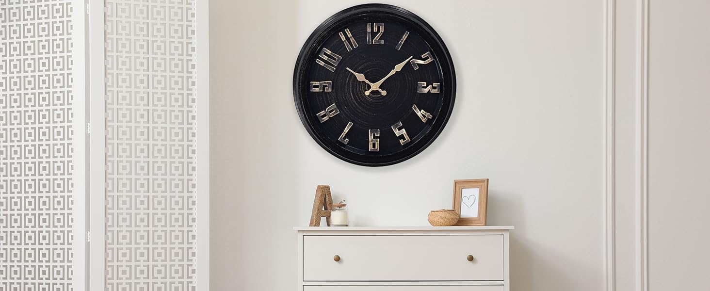 DIYZON Vintage 12" 3D Font Wall Clock Silent Non Ticking
