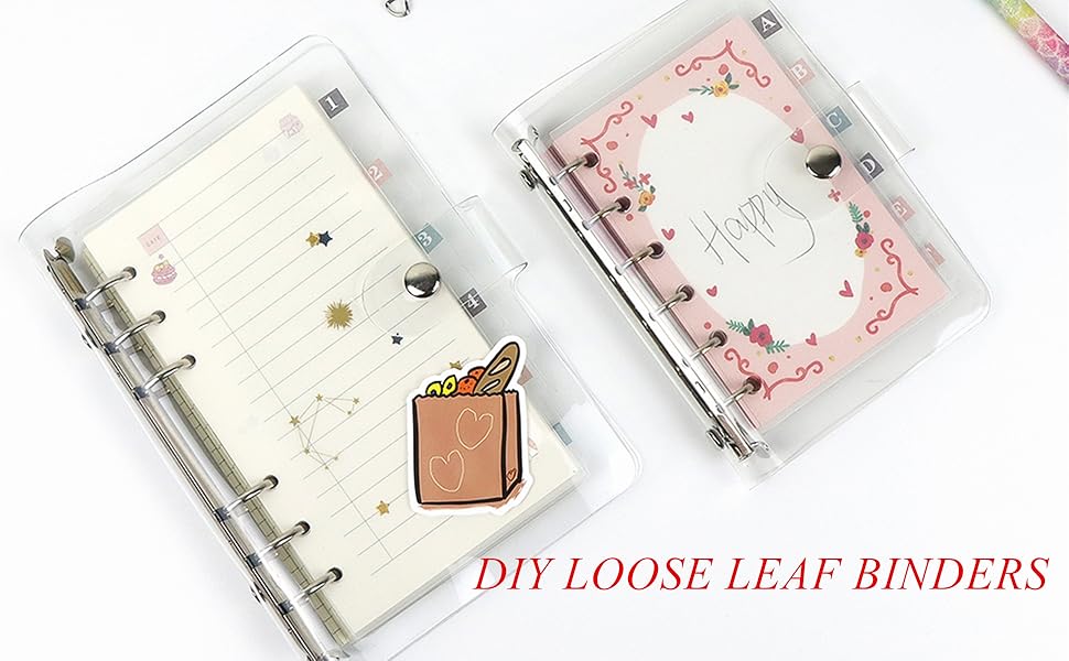 A5 Size 7"x9.25" 6Ring Clear Binder Covers Transparent Soft PVC Notebook Shell Round Ring