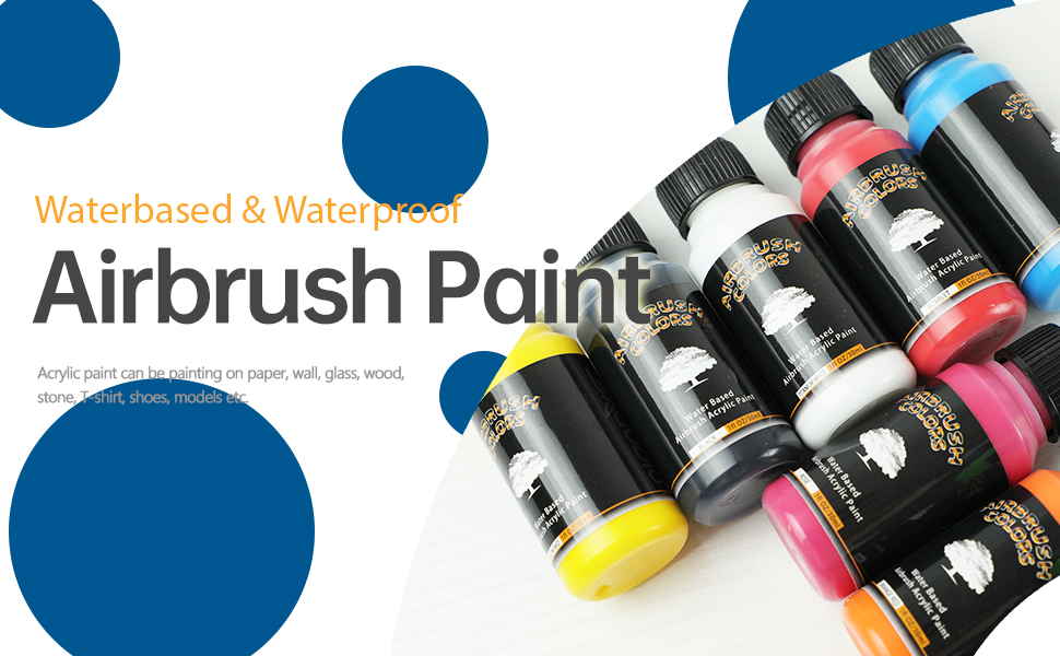 SAGUDIO Acrylic Airbrush Paint 12 x 30ml Basic Colors Ready to Airbrush