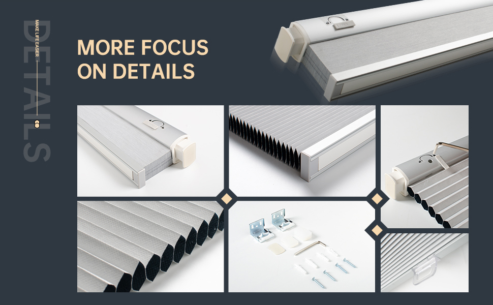 No Drill Cellular Shades Cordless Fast Fix Blinds for