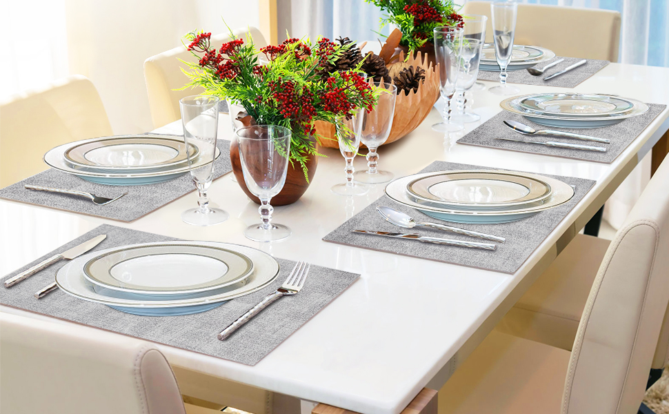 JUCCWARM Faux Leather Placemats Set of 6,Heat Resistant