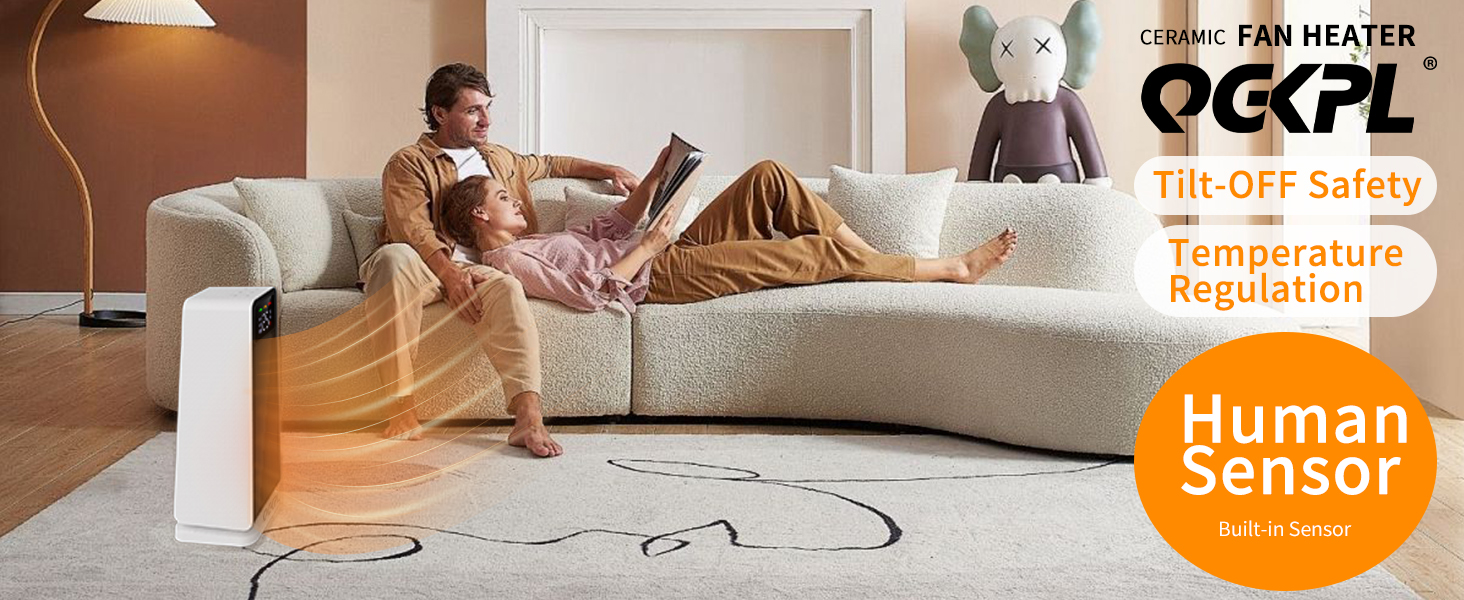 Electric Smart Ceramic Space Heater,1500W Silent Fan Heaters for Home