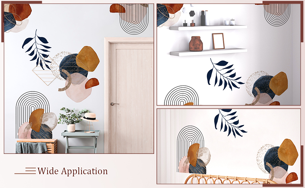 Boho MidCentury Modern Wall Decals Peel and Stick, Large