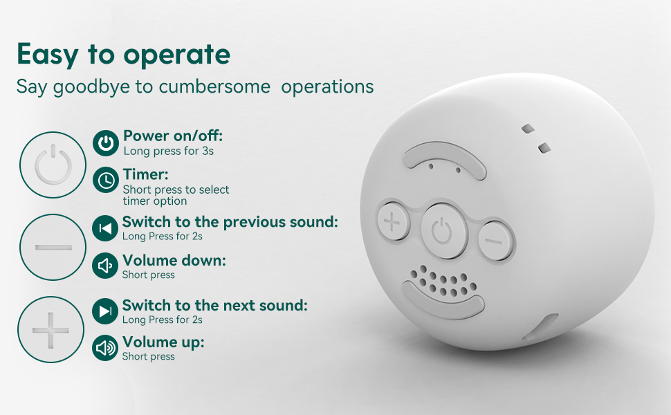 White Noise Machine Babelio Mini Sound Machine for Adults Kids Baby