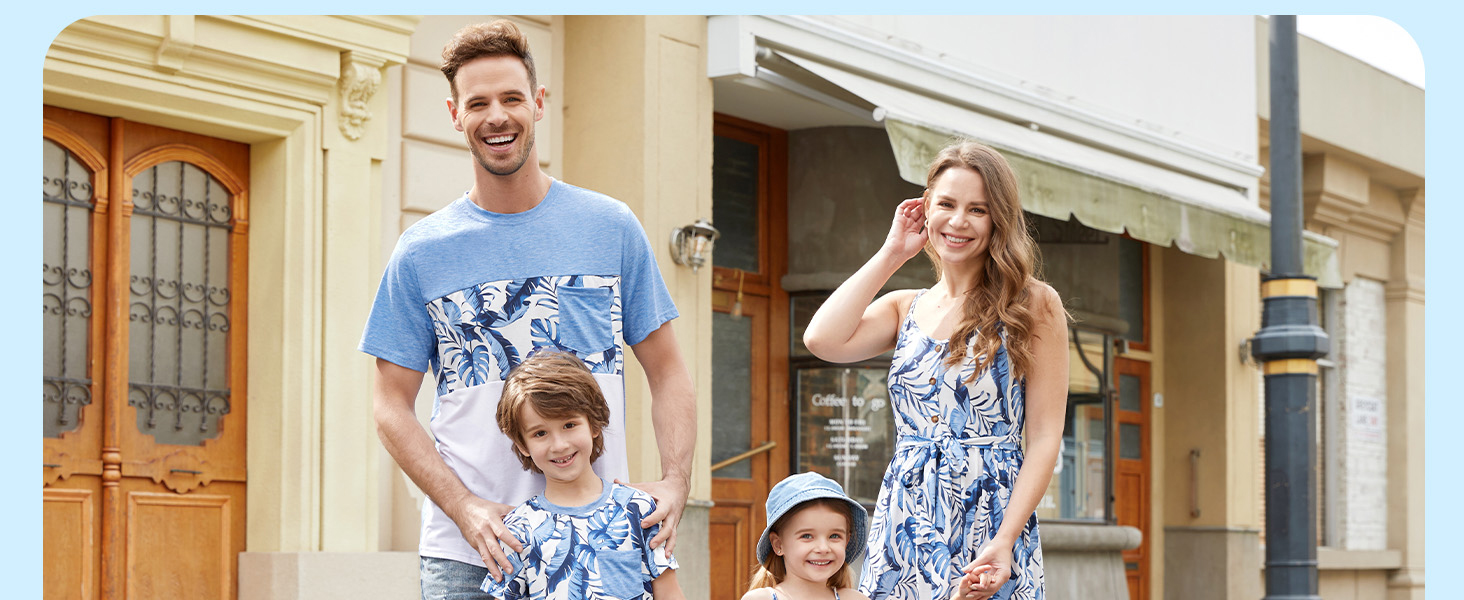 PATPAT Family Matching Outfits Mommy and Me Dresses Spaghetti Sleeveless Vacation Hawaiian Dress